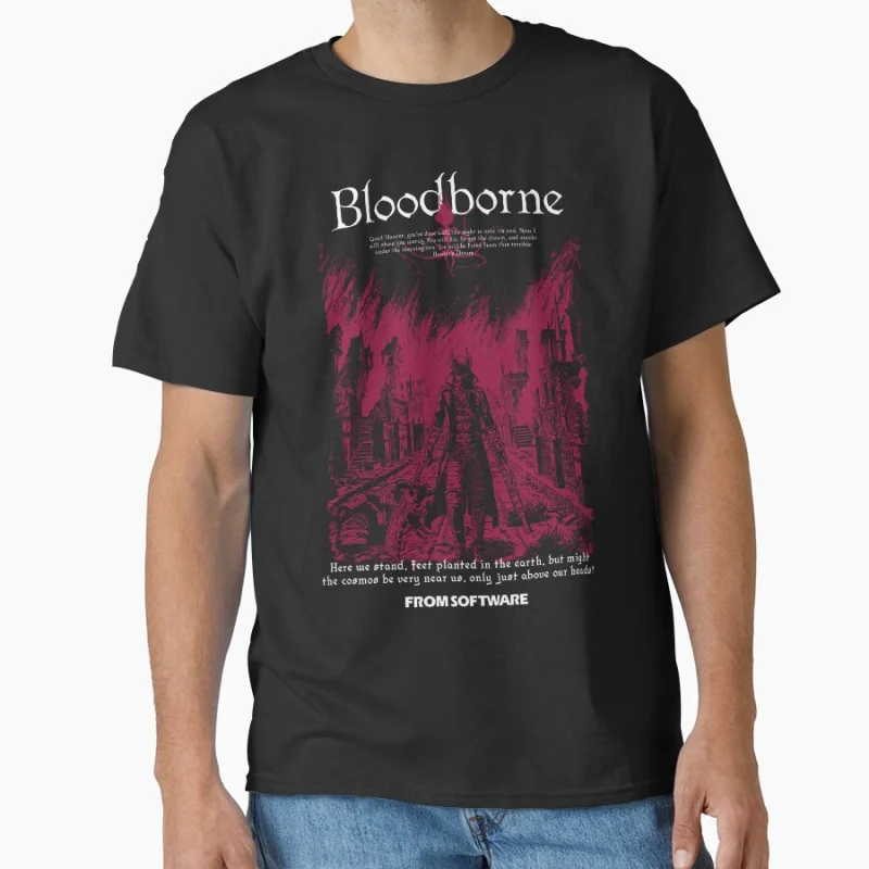 

Vintage Videogame BloodBorne 1104 Gehrman The First Hunter Gift t shirt Large size tops Death metal Graphic clothes