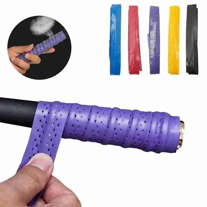 

1/2pcs Racket Grip Tennis Handle Leather Wrap Perforated Anti-Slip Tennis Overgrip For Rackets Thickened Non-Slip For Badminton