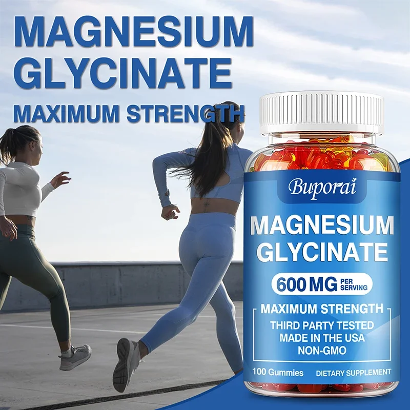 Magnesium Glycinate Gummies - Better Sleep Relax Nerves Good Mood Brain Health Muscle Recovery Strengthen Muscles and Bones