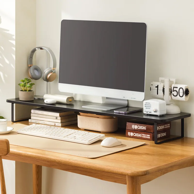 رف زيادة الكمبيوتر المكتبي، رف تخزين مكتبي لسطح المكتب، حامل قاعدة مرتفع، رف رفع