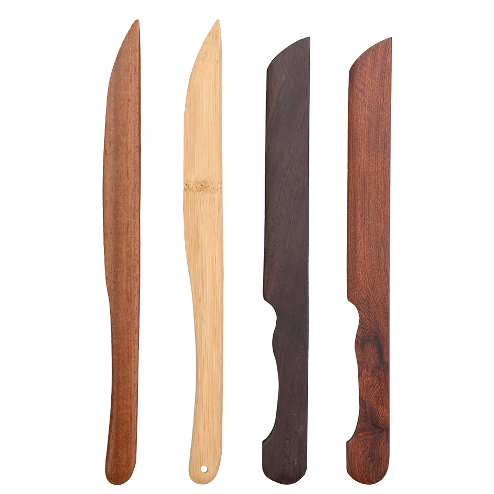 Bamboo Black Catalpa Mahogany with Paper Cutter Solid Wood Sanction Paper Knife, Origami Knife