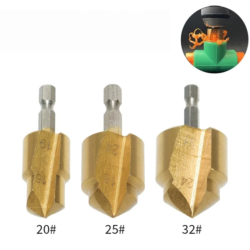 Image of PPR Sechskant-Bohrer-Set, 3-teilig, 20/25/32mm, Titan-Stufenbohrer, Lochöffner, Kernbohrer für Wasserrohr-Aufbohrungen