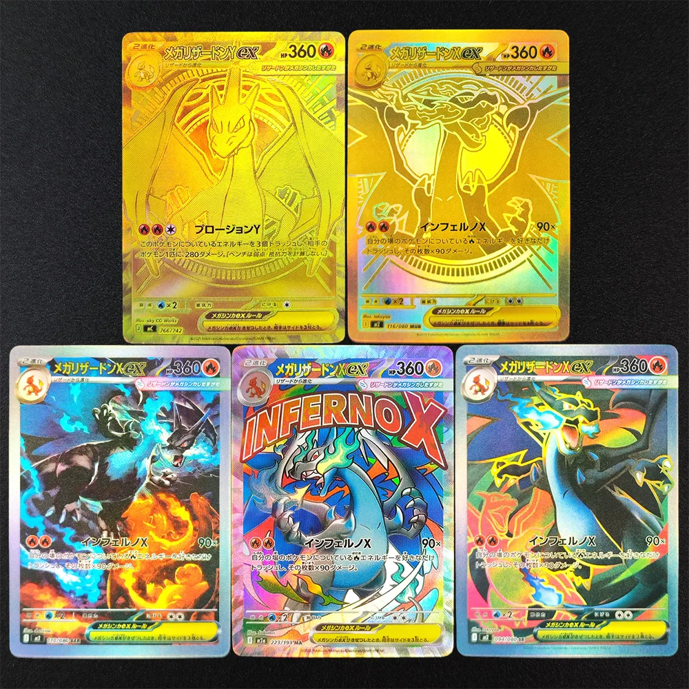 

Коллекционная карточка DIY Proxy PTCG: Японский Мега-Чаризард Y ex, стартовый набор для 100 бата, 766 Мега-Чаризард X ex 116 M2, коллекционная игрушка-карточка для хобби