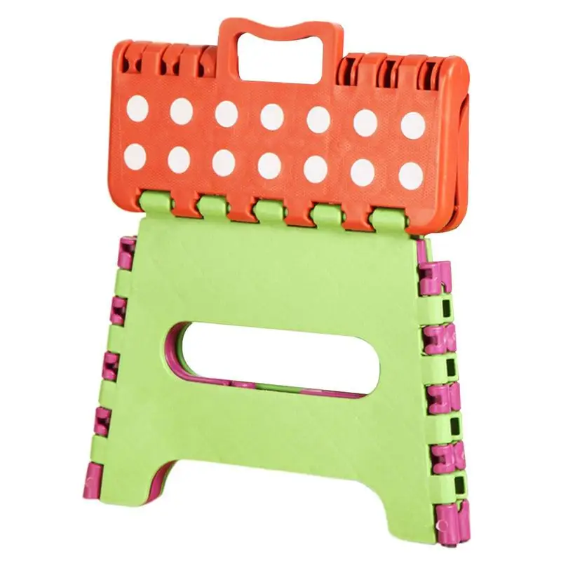 Foldable Step Stool Durable Plastic Stool With Comfortable Handle Folding Stool For Adults Children Small Collapsible step stool