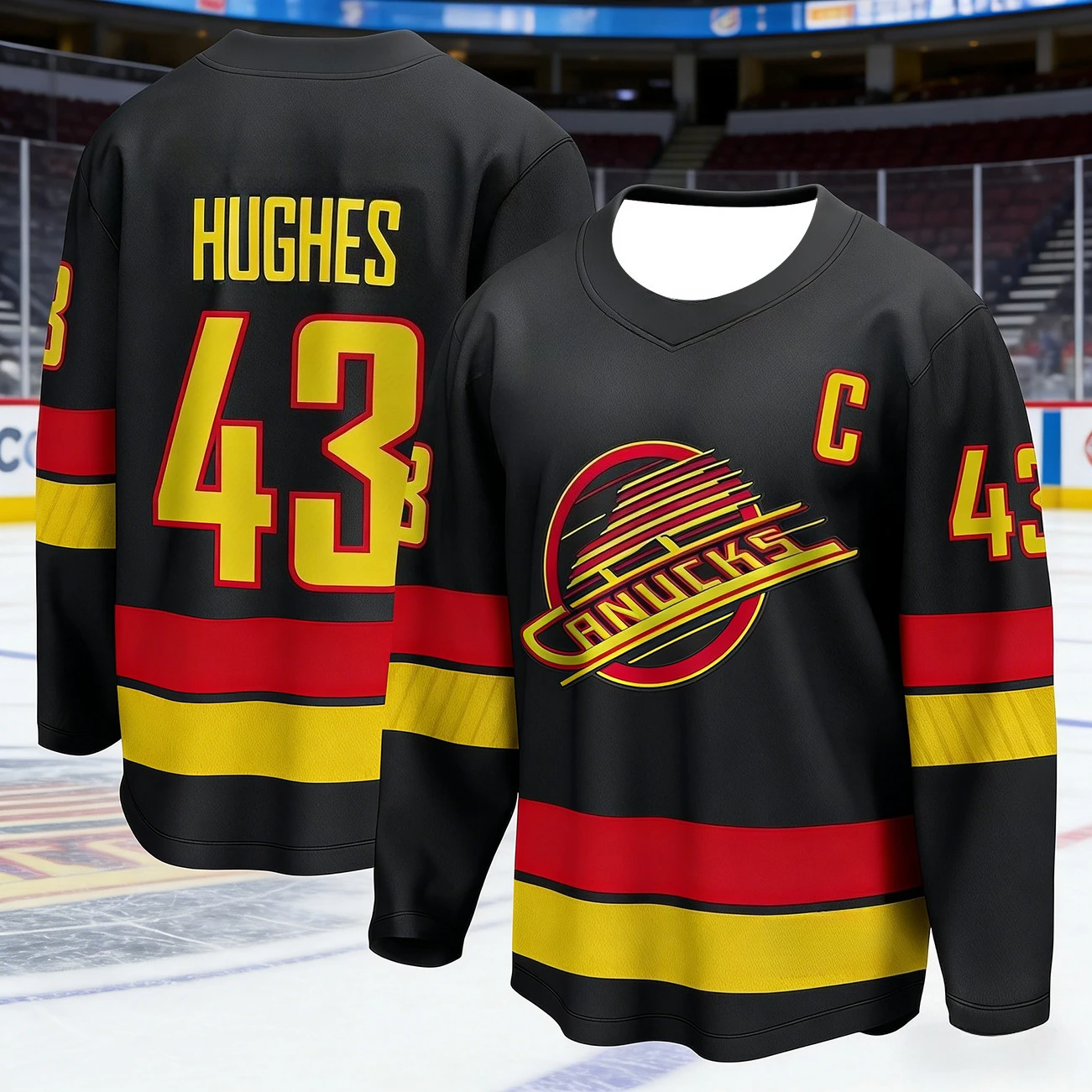 2026 Men's New Vancouver Canucks Hockey Game Training Suit - Breathable and Quick-drying Long-sleeved Shirt Kids