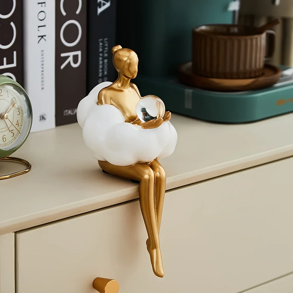Cloud Girl Sculpture Abstract Art Figure Statue Modern Table Decoration Home Luxury Room Decor Aesthetic Design Figurine Crafts view 2