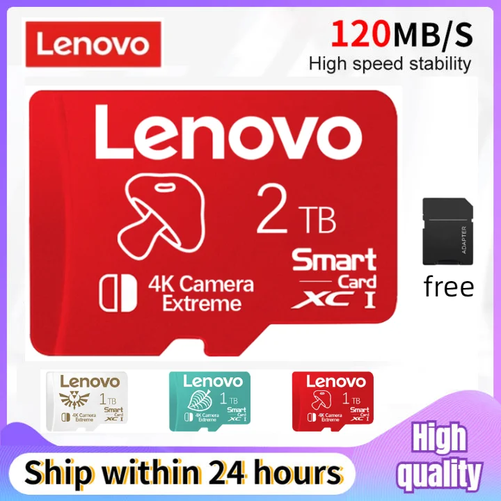 Lenovo-Mini carte mémoire ultra haute vitesse, Micro TF, Carte SD, U3, 4K, Carte Flash TF, Appareil photo, PC, 1 To, 2 To, 128 Go, 256 Go, 512 Go, Irritation, 10