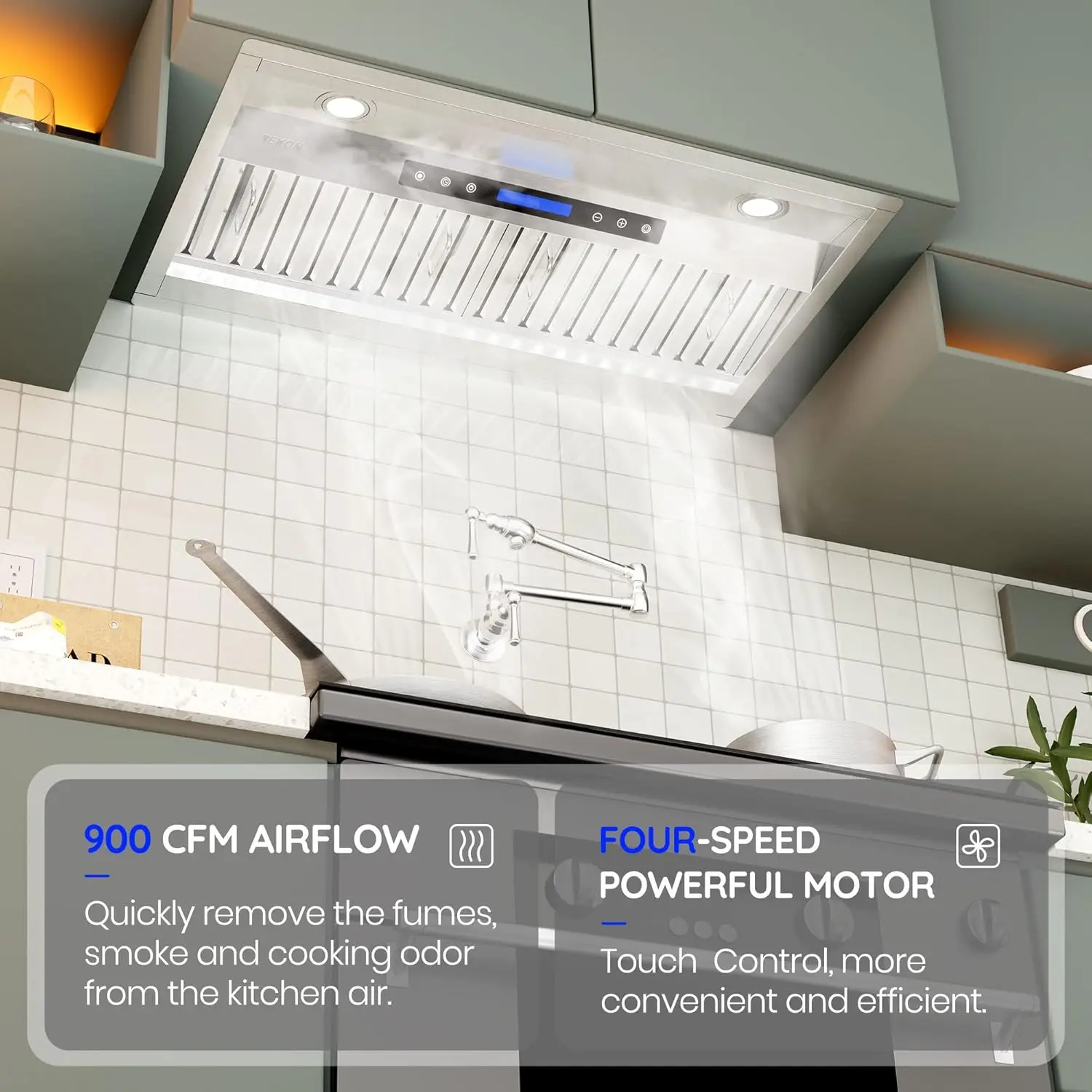 Range Hood Insert, Ducted/Ductless Convertible Built-in Range Hood with Remote/4-Speed