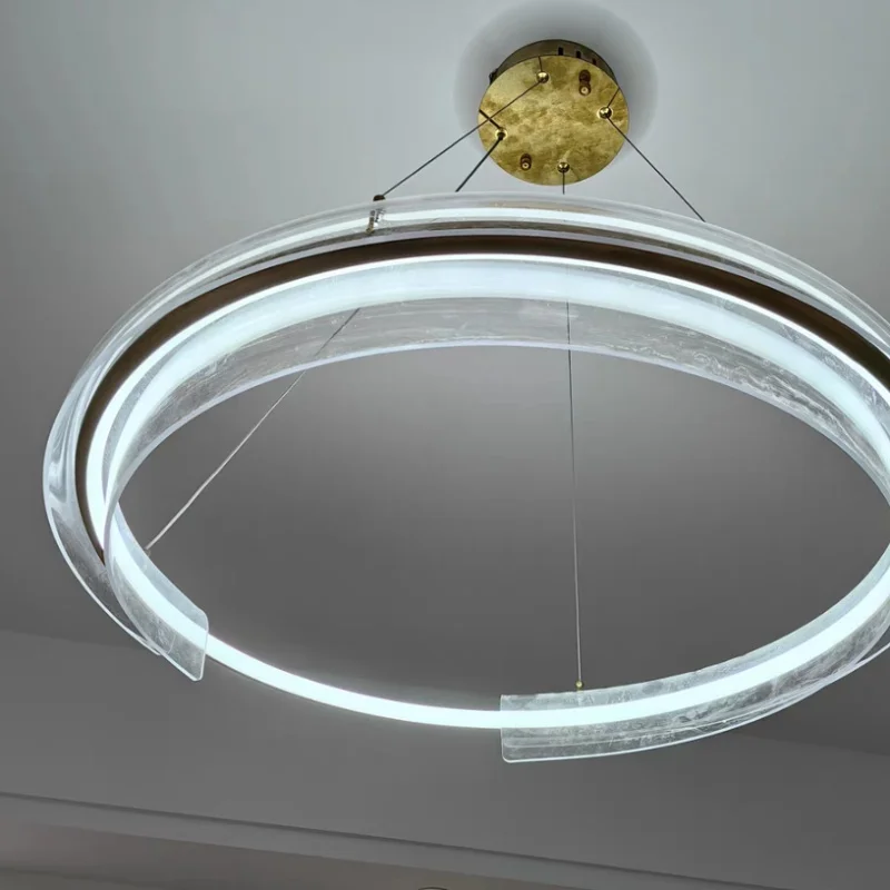 Imagem -03 - Minimalista Acrílico Circular Luz Pingente Designer Moderno Sala de Estar Quarto Sala de Jantar Lâmpada Pendurada Iluminação Interior