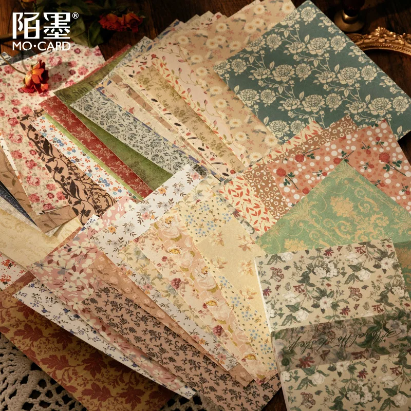 100 Sheet Vintage Letter Material Paper Junk Journal Planner Retro Ladies Flower Craft Background Paper Scrapbooking Material