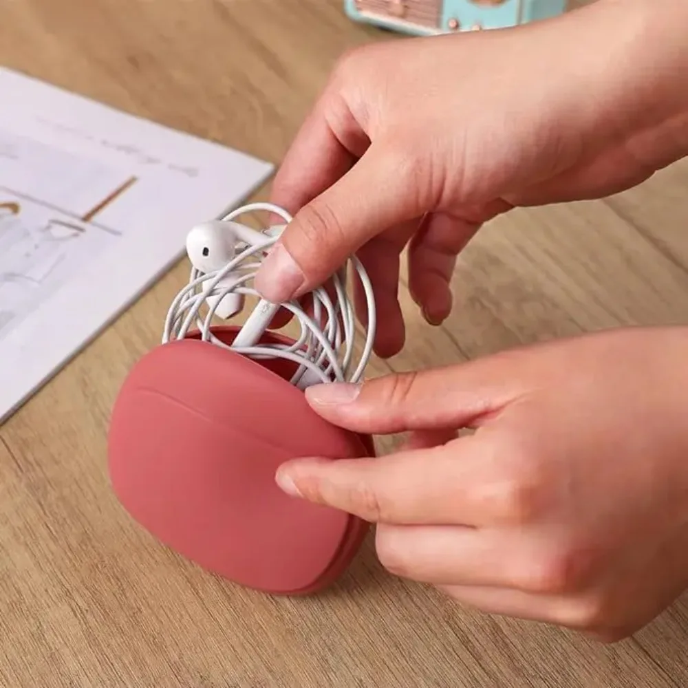 Silicone Earphone Data Cable Storage Box Mini Key Box Lipstick Mini Storage Bag Green Light Gray Red