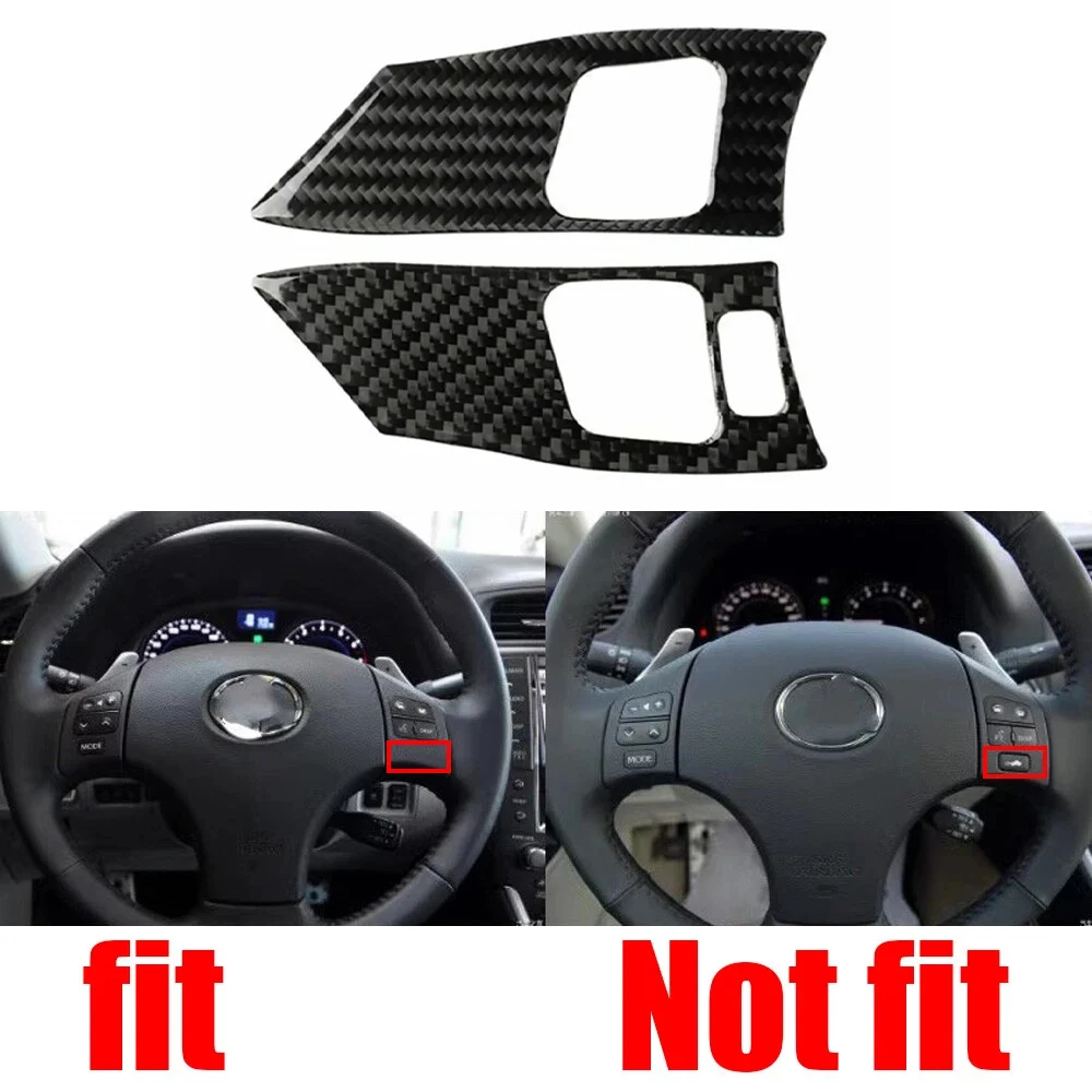For LEXUS IS250 300 350 2006-2012 Car Black Carbon Fiber Steering Wheel Button Cover Trim Interior Sticker Decor Accessories