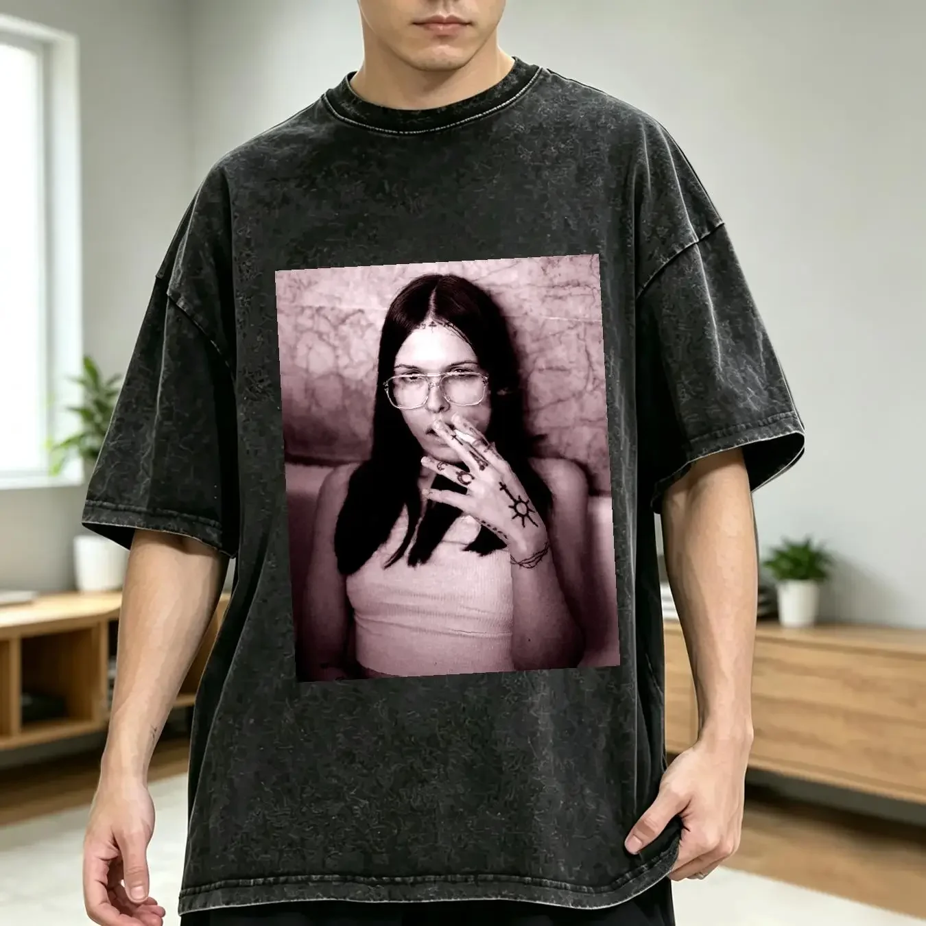 washed T Shirt 90S Ethell Cain Vintage Preacher'S Daughter Album For long or short sleeves vintage Washed Breathable Unisex