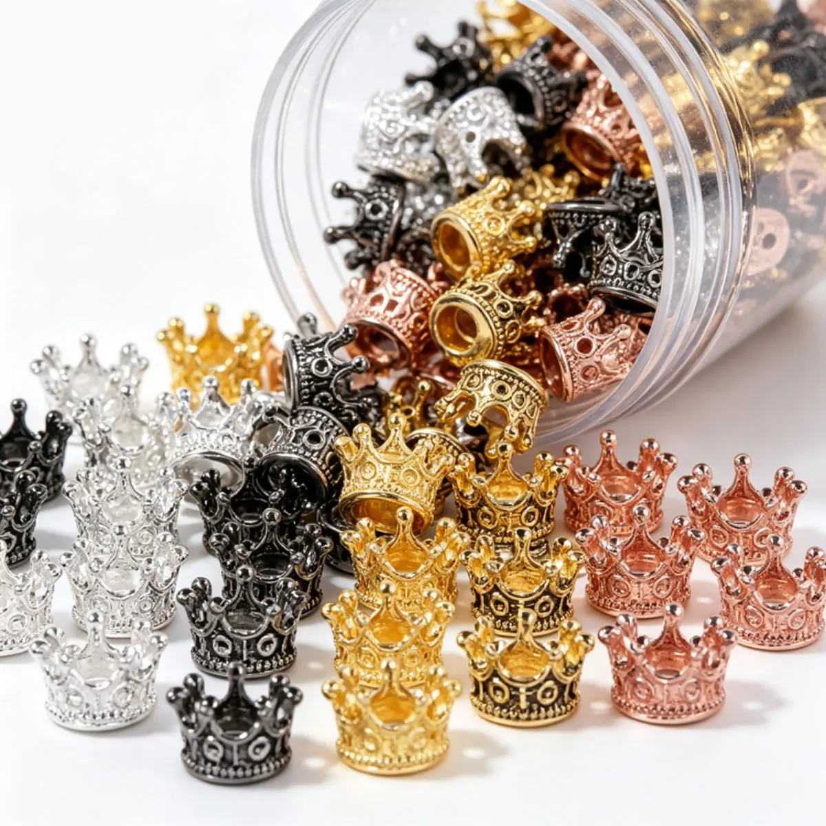 15Pcs Mini Vintage Alloy Crown Figurines, Retro Small Metal Ornaments, Multipurpose Holiday DIY Decor Supplies  ZSY
