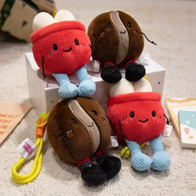 Mochila de pulpa de café simulada de 15cm, muñeco colgante de peluche, juguete de dibujos animados de Anime, bonito regalo de cumpleaños para niños, muñeca divertida