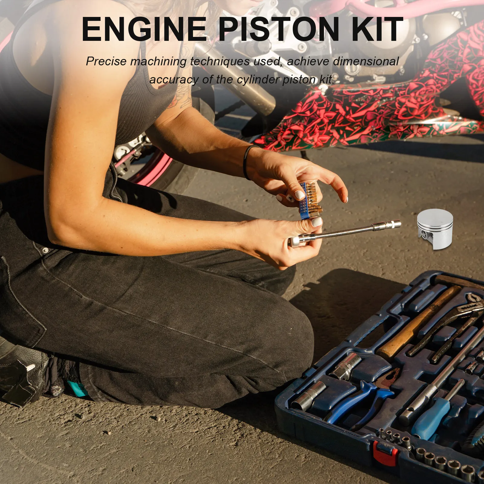 1Set Engine Piston Kit for Car Cylinder Assembly Heavy-Duty Sturdy Materials Precision Machined Piston Pin Snap Rings Easy