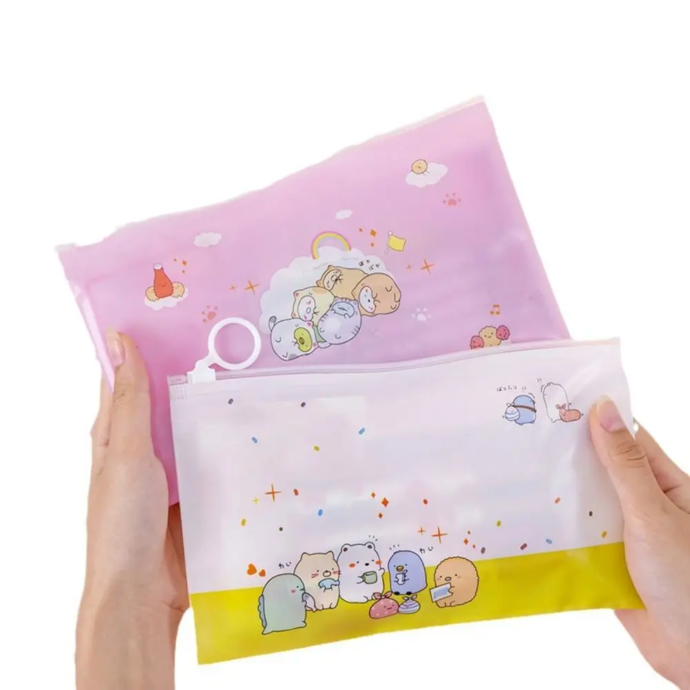 

Large Capacity Pvc Zipper Pouch Waterproof Transparent Document Bag Cartoon Zipper Type Zip File Folders School Office Supplies