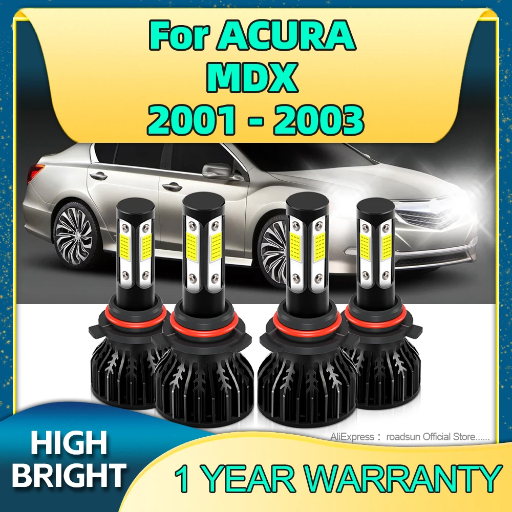 

2/4Pcs 25000LM High Bright Led Bulb HB3 HB4 Car Headlight 4Side Chip 6000K Light with Fan Cooling For ACURA MDX 2001 2002 2003