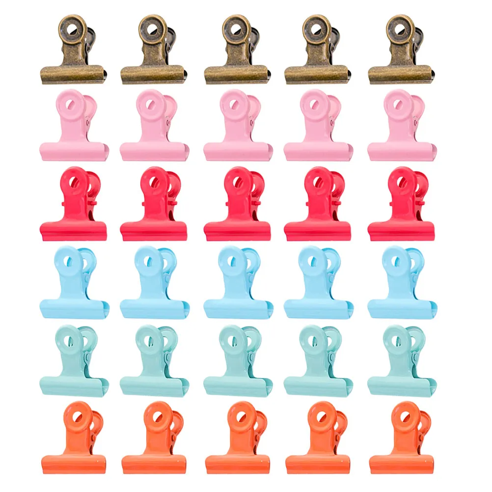 40Pcs Round Tail Binder Clips Metal Stationery Clamp Paper Holder for Office School Home File Organization Document Fastening