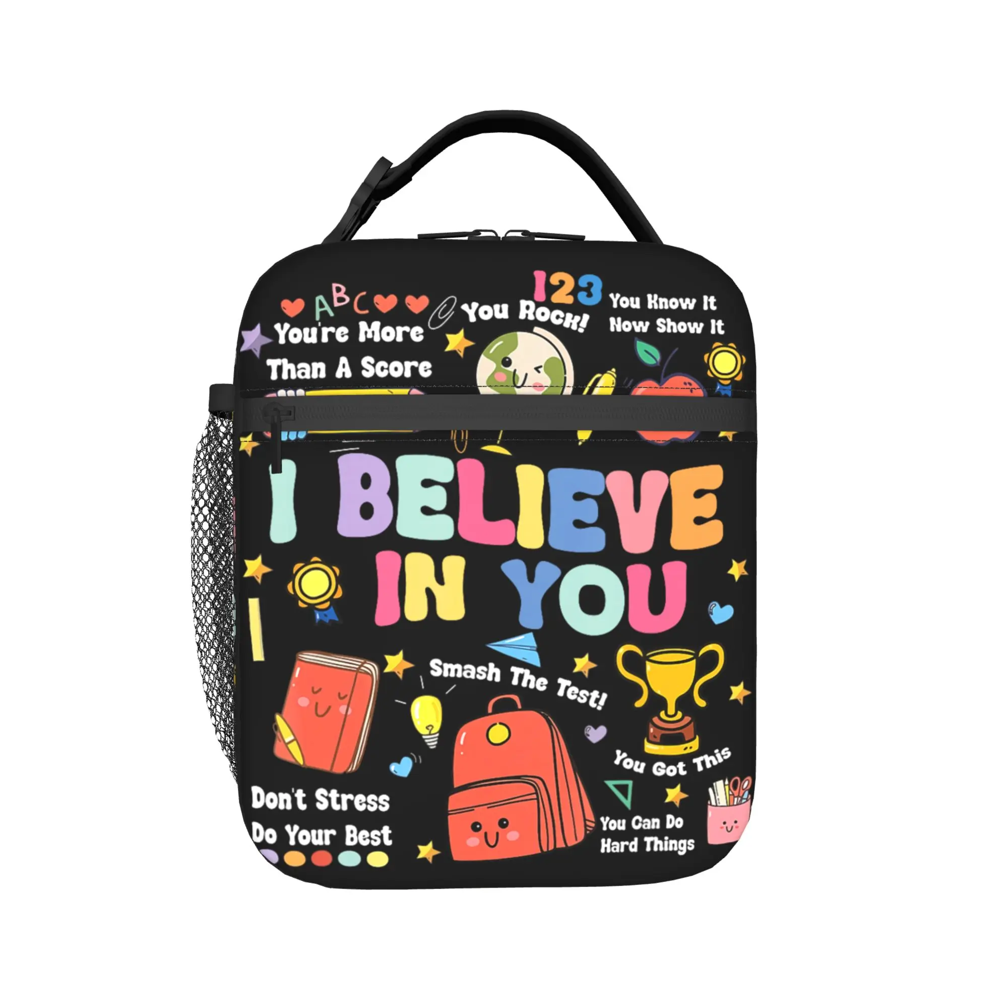 Groovy Test Day Teacher I Believe in You Shirt Testing Day Lunch Bag For Girls  Lunch Box Fashion Insulated Thermal Lunch Bags