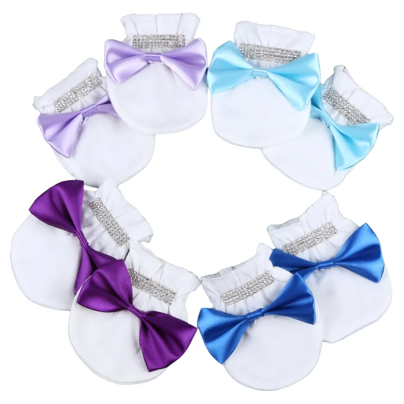 

Newborn Baby Boys Girls Brand Gloves Crystal With Bowknot Pattern Babies Items Gloves Royal Blue Fuchsia Pink Black Colorful
