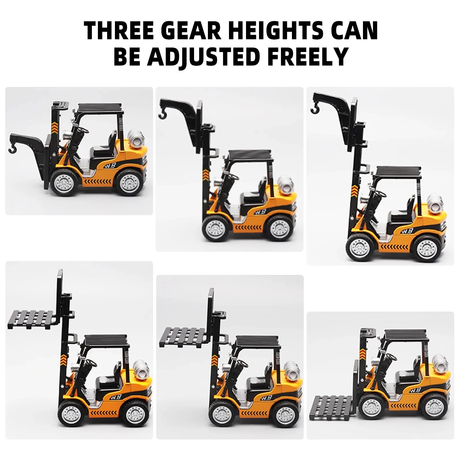 1:24 Scale Alloy Construction Forklift & Crane Toy Model with Retroactive Motion & Sound & Light Effects - Ideal for Kids\' Play