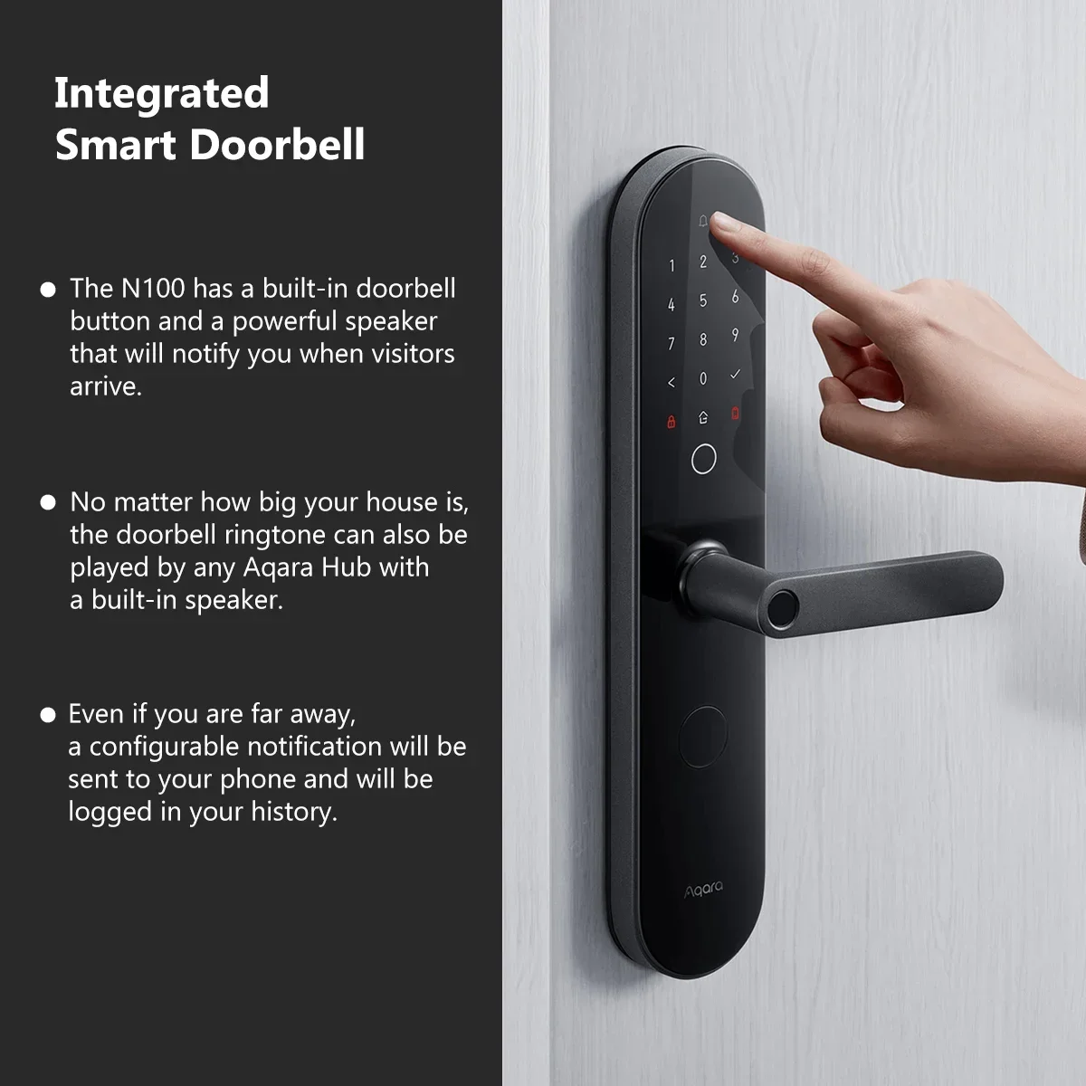 Aqara Smart Lock N100 Kunci Pintu Sidik Jari Bluetooth Kata Sandi NFC Buka Kunci dengan Bel Pintu Rumah Pintar untuk Xiaomi Mi Home HomeKit