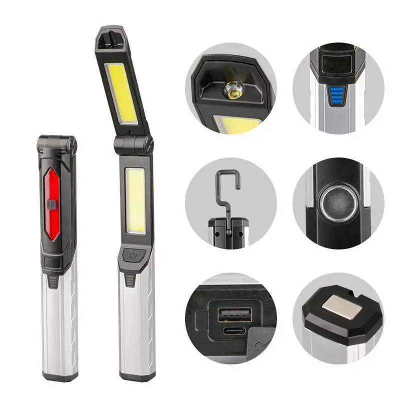 Led Work Light Rechargeable 4 Lighting Modes Light Magnetic Light Mechanic Light 180 Folding For Car Repairing Camping