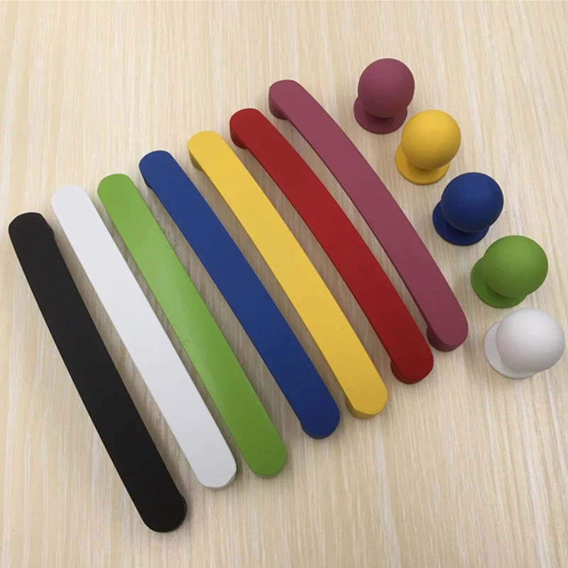 Cabinet Handles Candy Color Rainbow Desk Cupboard Handles Aluminum Alloy Plastic Surface Treatment Cabinet Knobs for Children