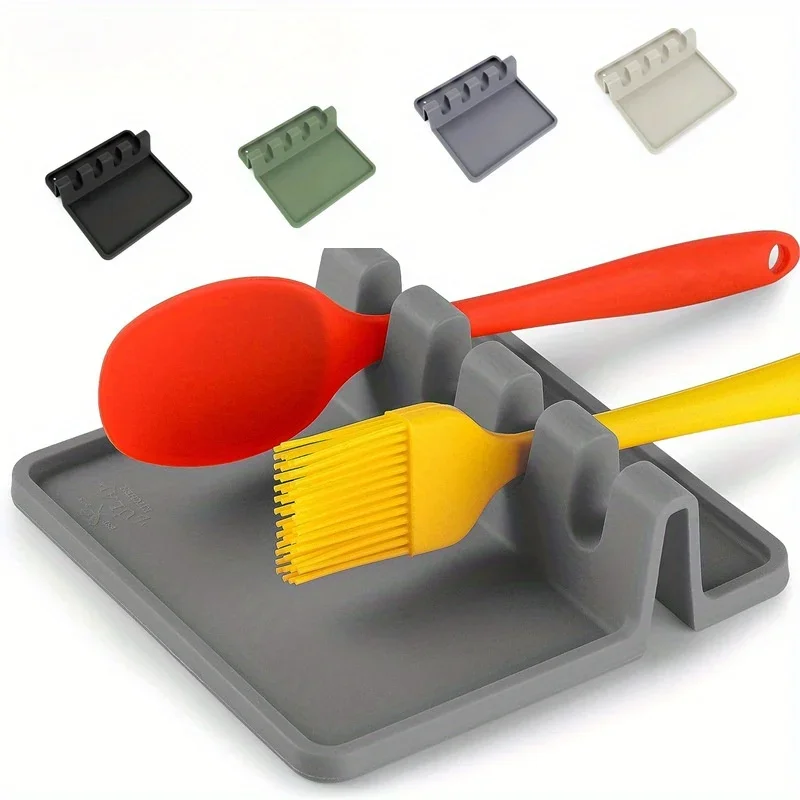 Silicone Tableware Drying Kitchen Utensil Spoon Rest Holders Fork Spatula Multifunctional Shelf Organizer Non-Slip Storage Pad
