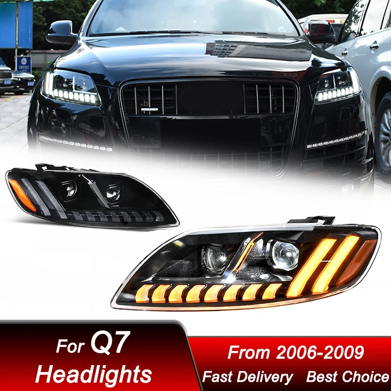 

Поп-автомобильные светодиодные фары для Audi Q7 2006-2015 до Q8, полная светодиодная сборка, обновление, комплект аксессуаров для линз проектора с высокой настройкой