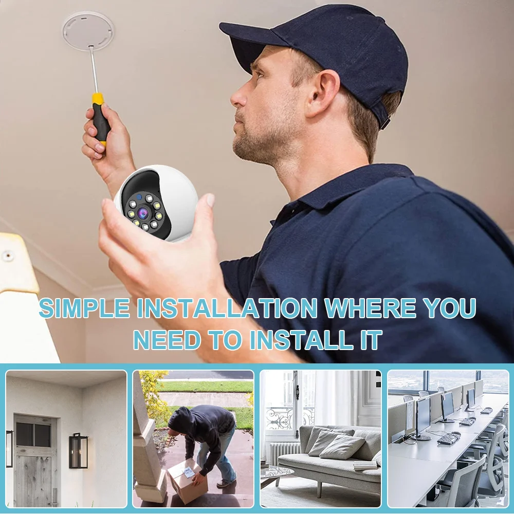عدسة مزدوجة المنزل واي فاي بانوراما IP كاميرا متحركة شاشة مزدوجة مراقبة السيارات تتبع اتجاهين الصوت CCTV HD اللون للرؤية الليلية رصد