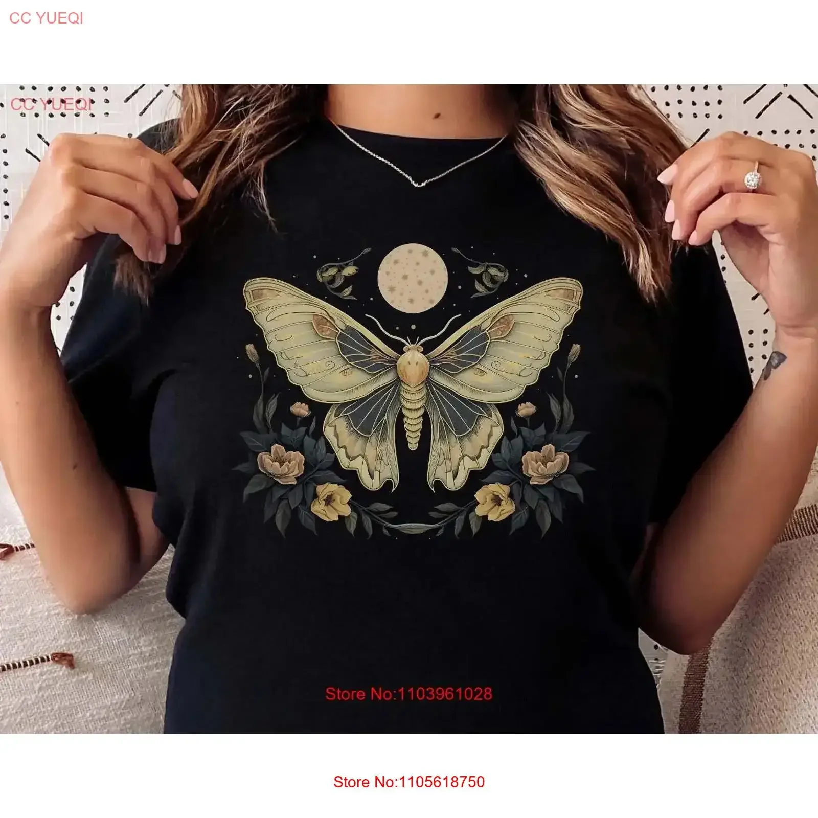 Moth T Shirt Cottagecore Bug InsecT Cottage Core Goblincore Dark Academia cecropia vintage Washed Stylish Casual streetwear