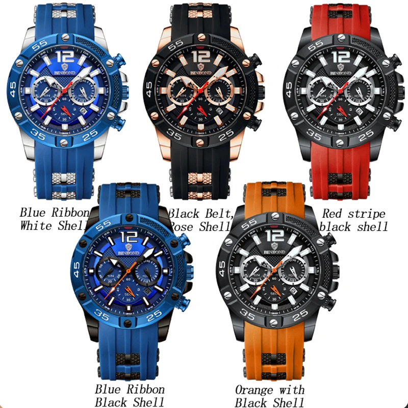 BINBOND New Fashion Quartz Watch High Quality Waterproof Luminous Chronograph Sport Business Men\'s Wristwatch Relogio Masculino