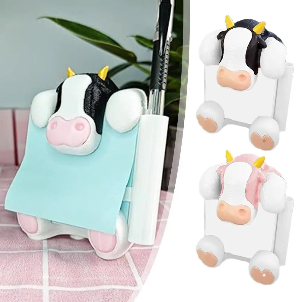 

Cow Sticky Note Dispenser Holder With Pen Storage Holder Unique Suction Cup Design For Office Students Birthday Gifts（No Pa R6F3