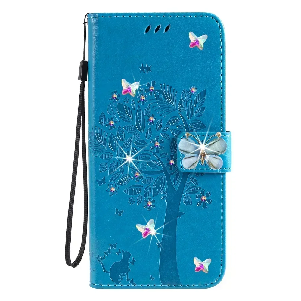 Funda con diamantes de imitación para SONY Xperia 1 5 10 III IV V VI VII Wallet Butterfly Phone Case Cover