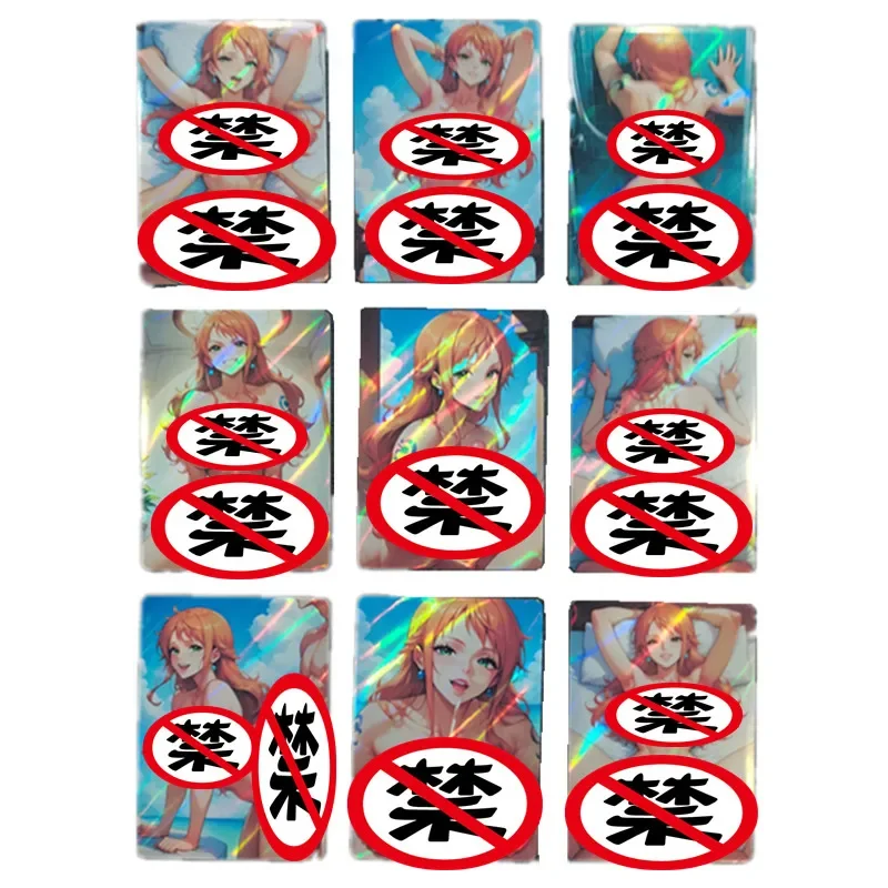 Anime One Piece Nami Nude Sexy Card, ACG Cosplay, Beach Swimwear Game Toy, Gift Zones, Emade Collection Card, 9Pcs Set