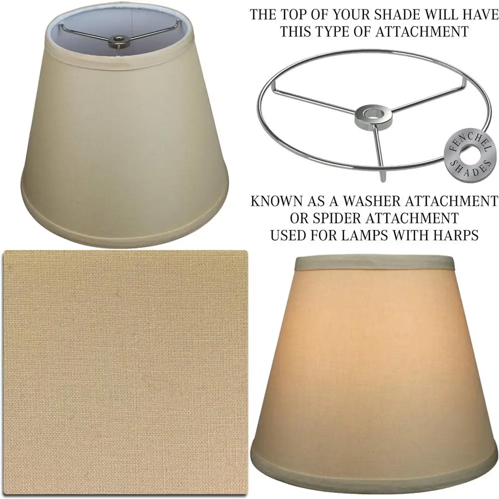 Lampshade 6 Top x 10 Bottom x 8 Slant Height Spider Attachment 0.4 Diameter for Harp-Mounted Lamps