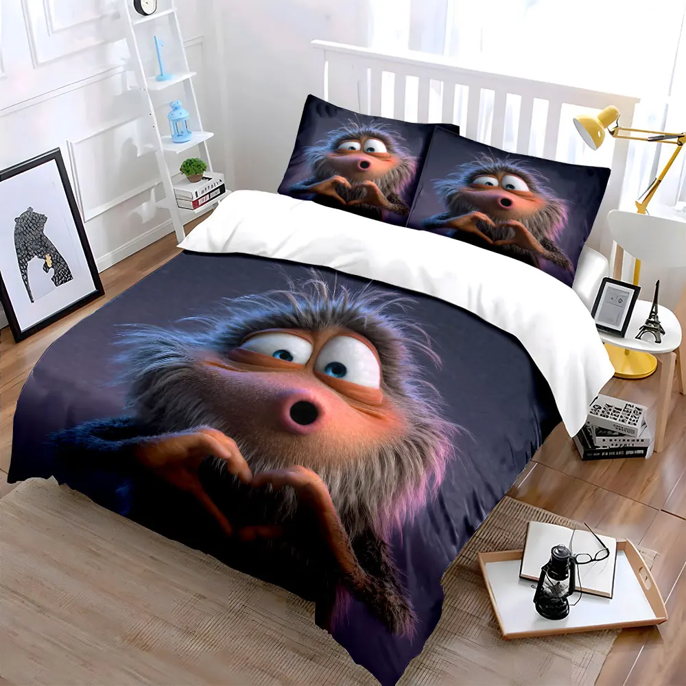 Furry character gestures heart-shaped hands Print Bedding Set 1 Duvet Cover 2 Pillowcases for Adult and Children Luxury Gift