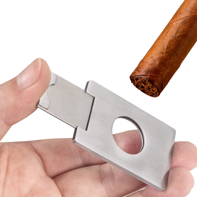 2026 New Portable Smoking Square Single-blade Cigar Cutter Stainless Steel Metal Cutter Guillotine Cigar Scissors Gift view 2