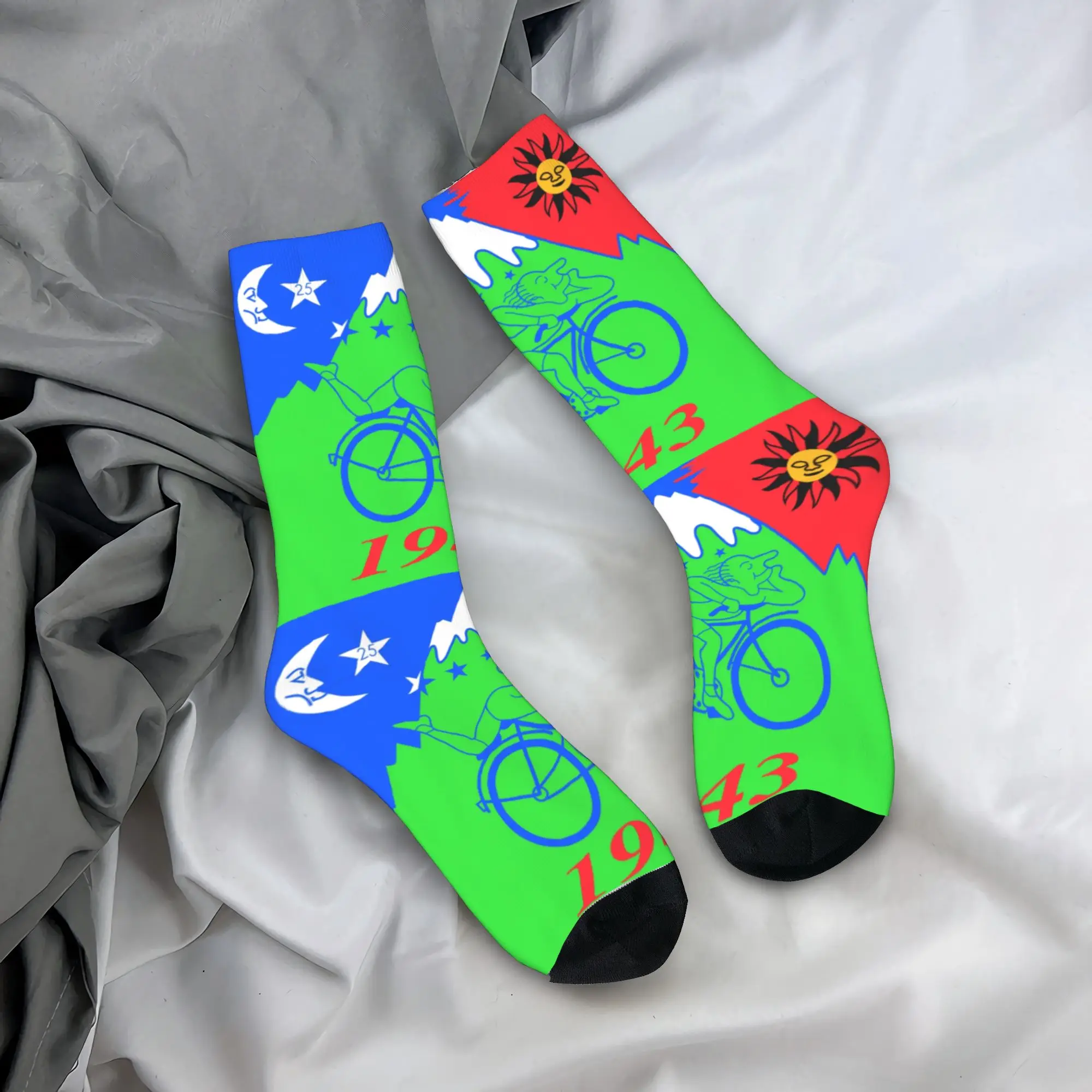 

Custom Harajuku Albert Hofmann Bicycle Day Socks Women Men Warm 3D Print LSD Acid Blotter Sports Football Socks