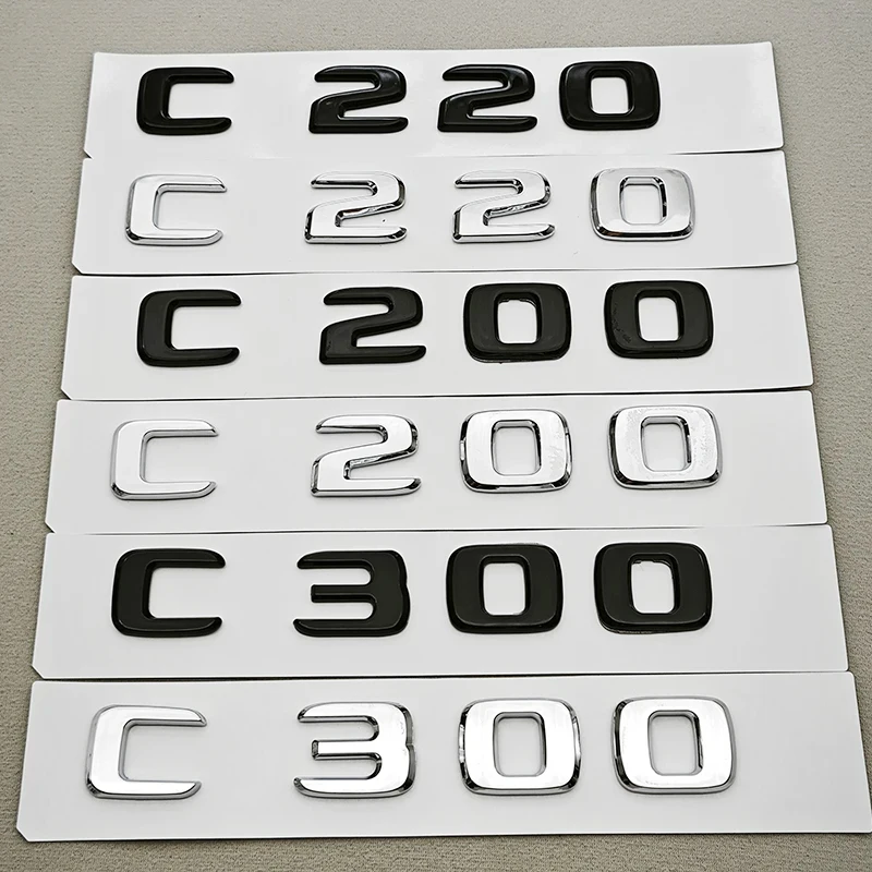 ABS Car Letters C200 C220 C250 C300 Logo Rear Trunk Badge Emblem Sticker For Mercedes Benz C Class W201 W202 W203 W204 W205