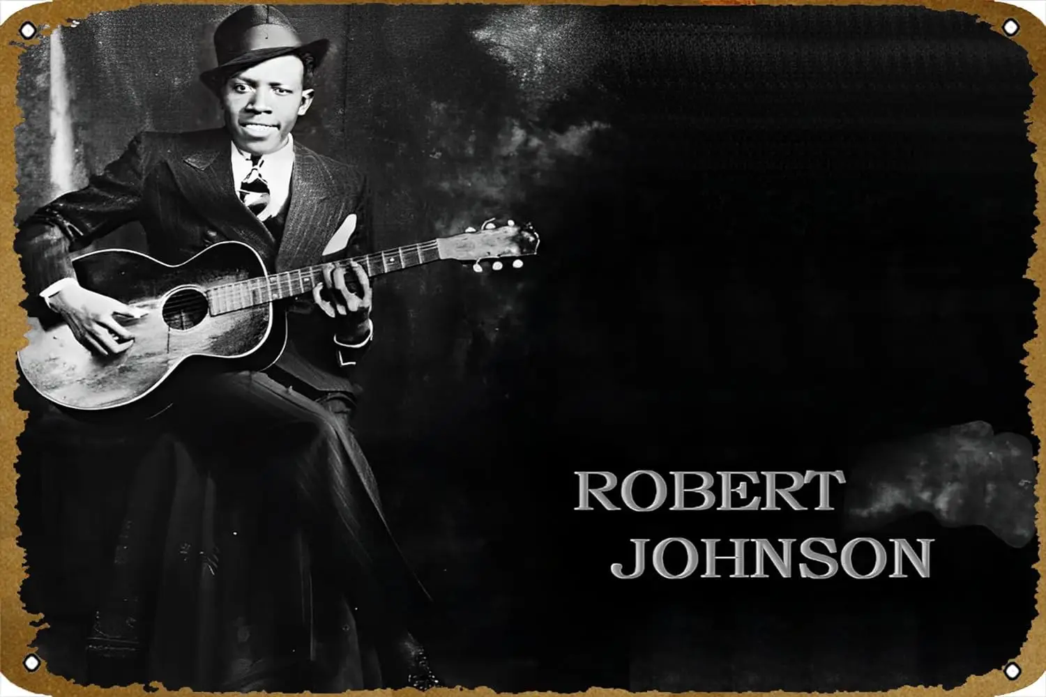 Guitar Legends Robert Johnson Musical Poster Bar Pub Cafe Wall Bathroo Karaoke Retro Metal Tin Sign Man Cave Decor Rock Band Art