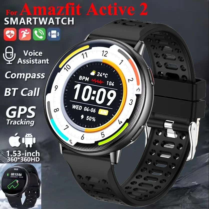 

2025 New Men GPS Smart Watch 360 * 360 AMOLED Screen Bluetooth Call NFC Heart Rate Monitoring IP68 Waterproof SmartWatch for Men