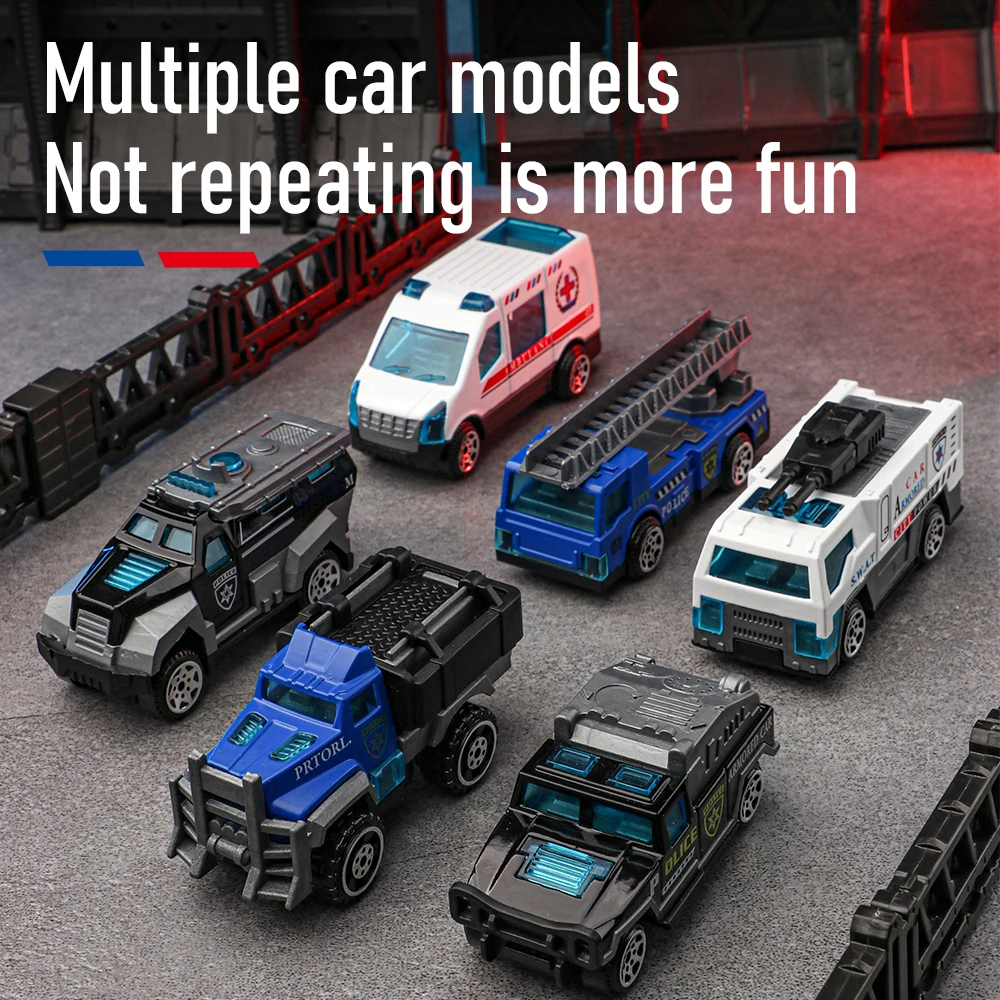 Mini coche de aleación 1:64, ambulancia fundida, modelo de policía, vehículo deportivo, colección de simulación, regalos, juguetes para niños ﻿