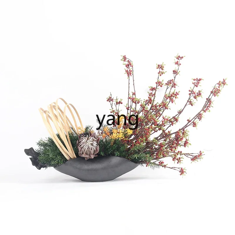 

LHNew Chinese-style house silent wind simulation plant bonsai soft dining table floral ornament