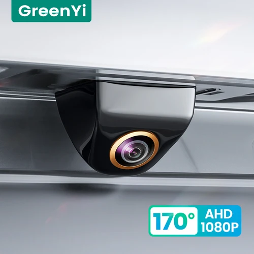 GreenYi Cámara de visión trasera de coche con lente dorada 170 ° Cámara de estacionamiento para vehículos ojo de pez AHD inverso con visión nocturna Full HD