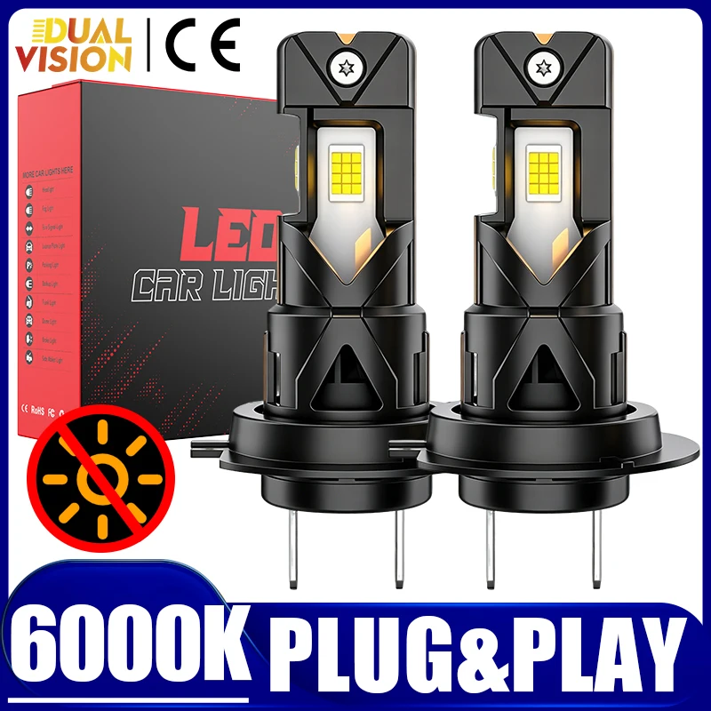 

Ultra Bright 3 Sides Turbo H7 LED CANBUS Light Mini Head Lamp 1:1 Size Wireless H4 H7 Car LED Headlight Bulb with Fan 6000K 2PCS