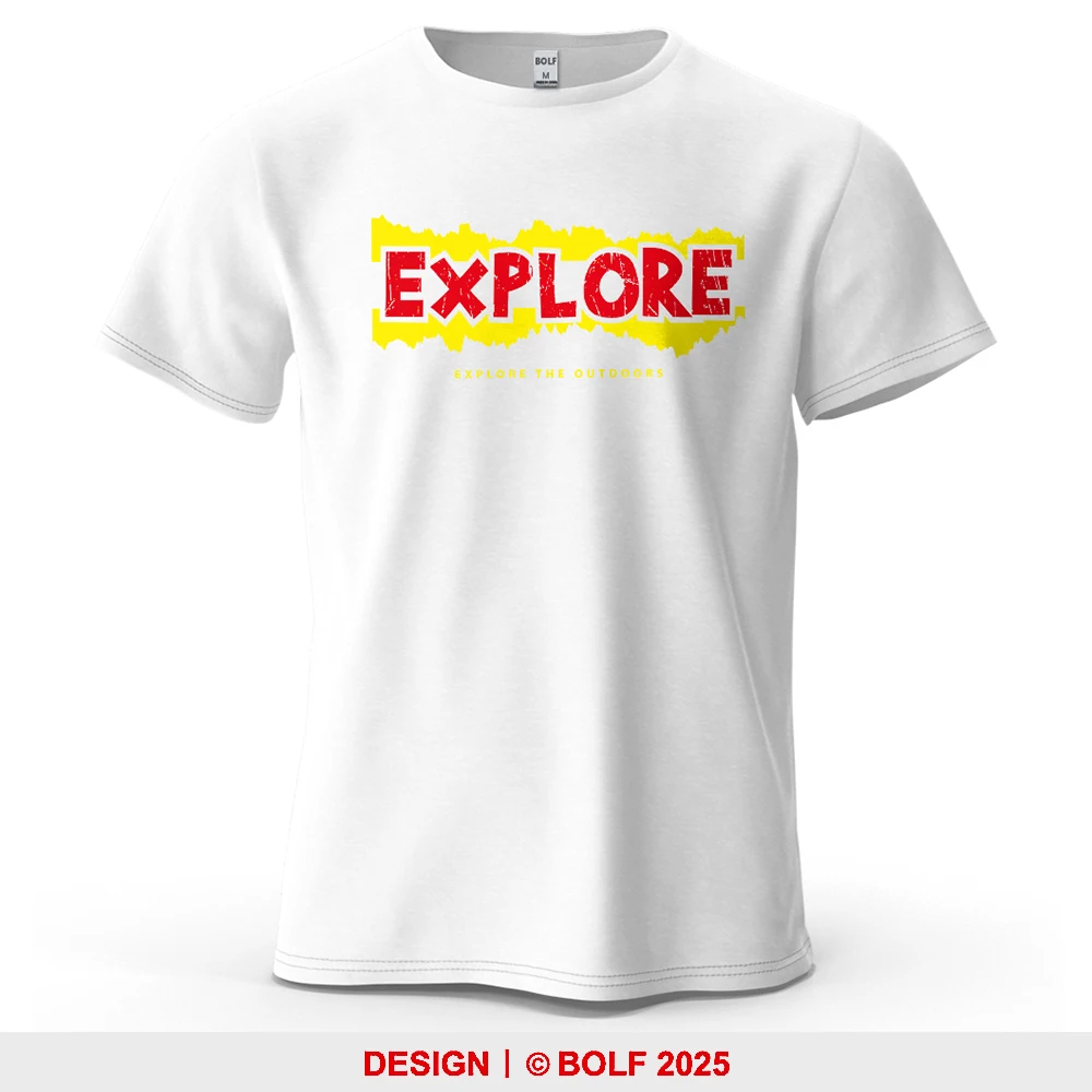 Herren Explore Graphic Kurzarm-T-Shirt aus 100 % Baumwolle, atmungsaktiv, Vintage-Druck, Tops, T-Shirt für Damen, Sommer, lässige Sportbekleidung