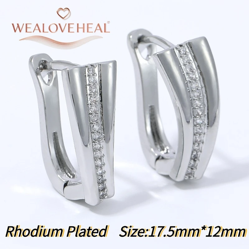 18K vergoldete Messing-Ohrringe im russischen Stil für Damen - C-förmige Creolen mit einer Reihe CZ-Steinen, Schmuck für den täglichen Gebrauch, Geschenk – Detail 22